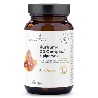 Aura Herbals Kurkuma 500 mg C3 Complex + Piperyna, 60 kapsułek - zdjęcie produktu