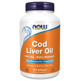 Now Foods Cod Liver Oil, tran - olej z wątroby dorsza, 180 kapsułek miękkich - zdjęcie produktu