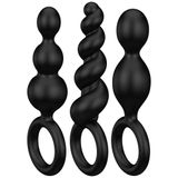 Satisfyer Booty Call Black, zestaw korków analnych o pobudzającej strukturze, czarne USZKODZONE OPAKOWANIE - miniaturka zdjęcia produktu