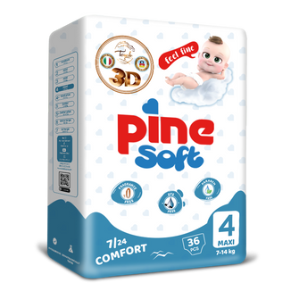 Pine Soft 3D, pieluchy, rozmiar 4, Maxi, 7-14 kg, 36 sztuk KRÓTKA DATA Pine Soft 3D, pieluchy, rozmiar 4, Maxi, 7-14 kg, 36 sztuk KRÓTKA DATA - zdjęcie produktu