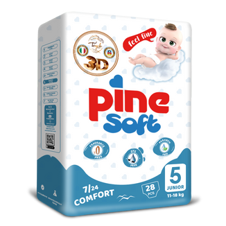 Pine Soft 3D, pieluchy, rozmiar 5, Junior, 11-18 kg, 28 sztuk - zdjęcie produktu