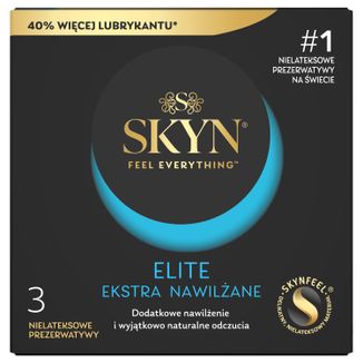 Unimil Skyn Elite Extra Lubricated, prezerwatywy nielateksowe, dodatkowo nawilżane, 3 sztuki - zdjęcie produktu