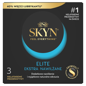 Unimil Skyn Elite Extra Lubricated, prezerwatywy nielateksowe, dodatkowo nawilżane, 3 sztuki Unimil Skyn Elite Extra Lubricated, prezerwatywy nielateksowe, dodatkowo nawilżane, 3 sztuki - zdjęcie produktu