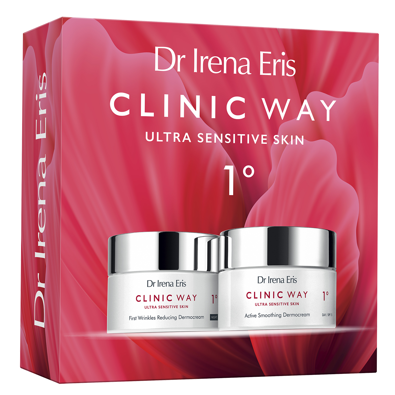 Dr Irena Eris Zestaw Dr Irena Eris Clinic Way 1°, dermokrem aktywnie wygładzający, na dzień, SPF 15, 50 ml + dermokrem redukujący pierwsze zmarszczki, na noc, 50 ml