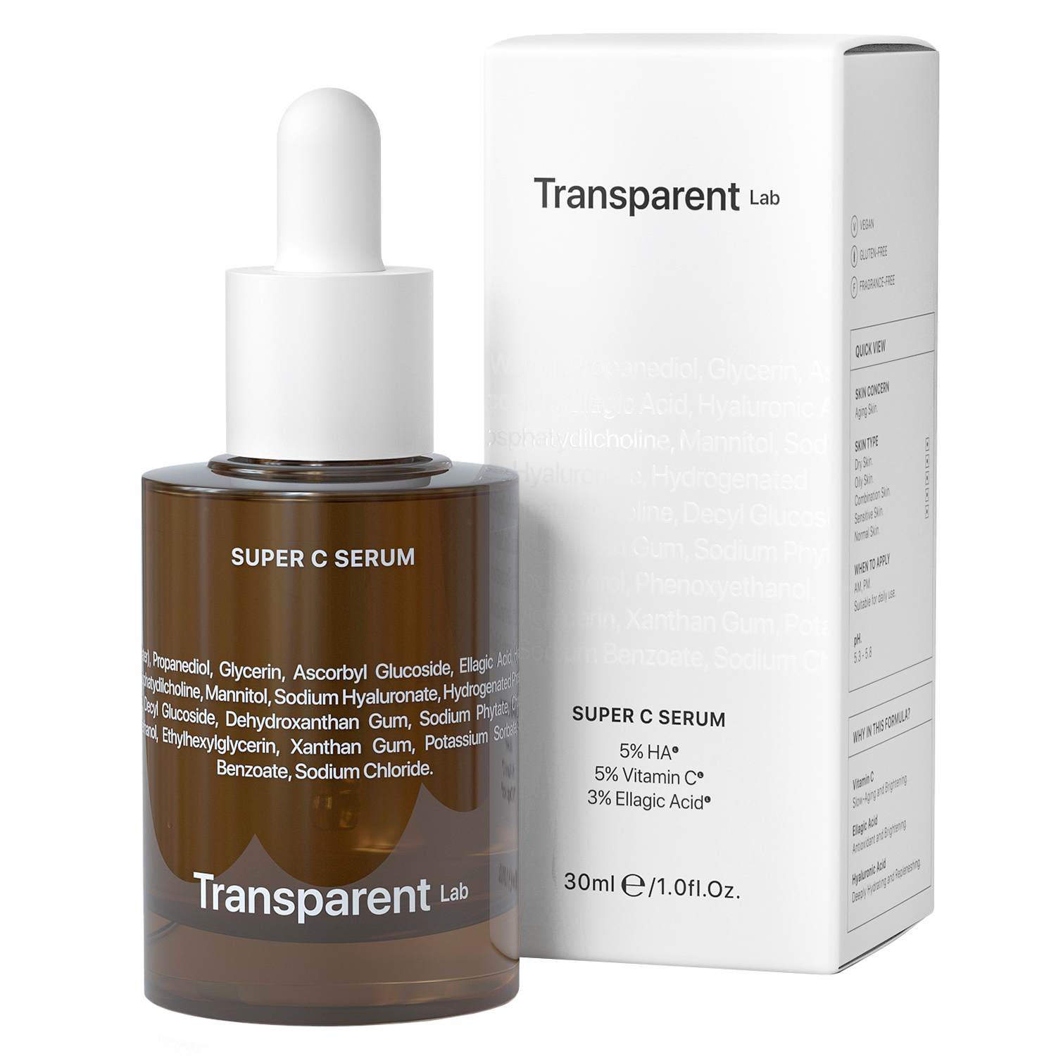 Transparent Lab Transparent Lab Super C Serum, serum mit Vitamin C und Hyaluronsäure, 30 ml — Inhaltsstoffe und Bewertung