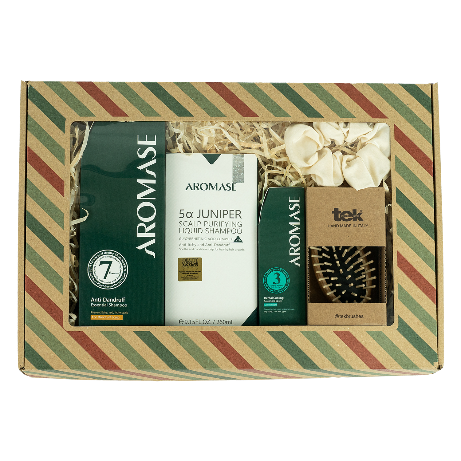 Aromase Zestaw Aromase Anti-Dandruff przeciwłupieżowy, szampon, 400 ml + szampon, 260 ml + spray, 40 ml + szczotka + gumka