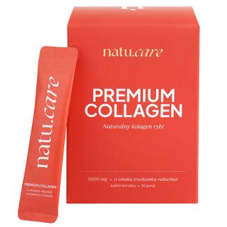 Natu.Care Premium Collagen 5000 mg, smak truskawka-rabarbar, 30 saszetek KRÓTKA DATA - zdjęcie produktu