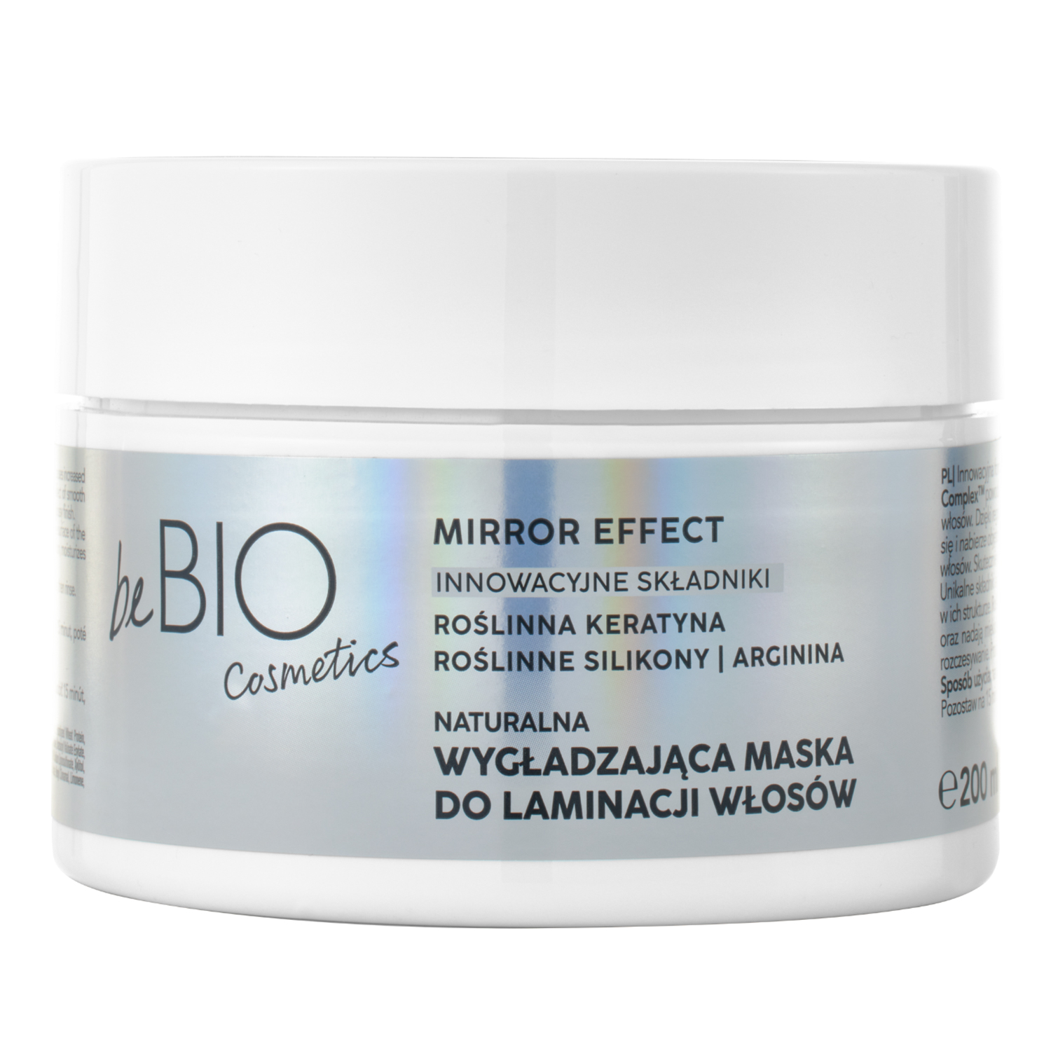 beBIO Ewa Chodakowska beBIO Cosmetics Baby Hair Complex Mirror Effect, naturalna wygładzająca maska do laminowania włosów, 200 ml