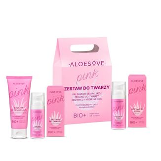 Aloesove Pink Zestaw do twarzy, balsam do demakijażu, 75 ml + peeling do twarzy, 50 ml + odżywczy krem na noc, 50 ml USZKODZONE OPAKOWANIE - zdjęcie produktu