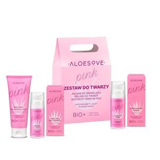 Aloesove Pink Zestaw do twarzy, balsam do demakijażu, 75 ml + peeling do twarzy, 50 ml + odżywczy krem na noc, 50 ml - zdjęcie produktu