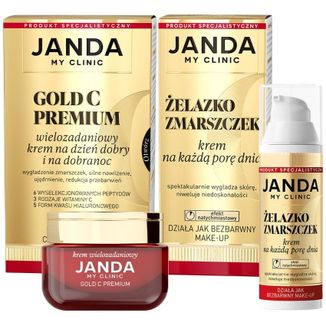 Zestaw Janda My Clinic, Gold C Premium, wielozadaniowy krem na dzień i na dobranoc, 50 ml + Żelazko Zmarszczek, krem na każdą porę dnia, 30 ml - zdjęcie produktu