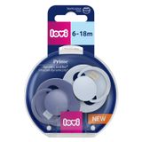 Lovi Prime, smoczek uspokajający, 6-18 miesięcy, silikonowy, dynamiczny, Baby Blue/Blue, 2 sztuki USZKODZONE OPAKOWANIE - miniaturka zdjęcia produktu