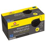 Opharm, maska medyczna, jednorazowa, 3-warstwowa, typ IIR, czarna, 50 sztuk - miniaturka zdjęcia produktu