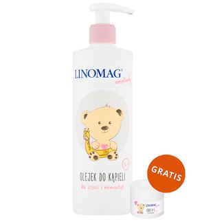 Linomag Emolienty, olejek do kąpieli dla dzieci i niemowląt od 1 miesiąca, 400 ml + krem ochronny, 15 ml gratis - zdjęcie produktu