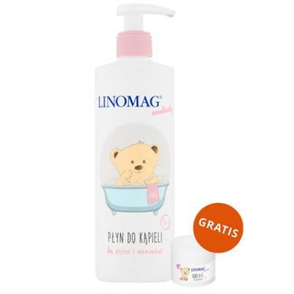 Linomag Emolienty, płyn do kąpieli dla dzieci i niemowląt od 7 miesiąca, 400 ml + krem ochronny, 15 ml gratis - zdjęcie produktu