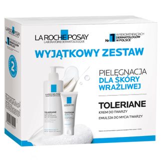 Zestaw La Roche-Posay Toleriane, łagodna emulsja oczyszczająca dla wrażliwej skóry twarzy, 400 ml + Sensitive krem nawilżający, 40 ml - zdjęcie produktu