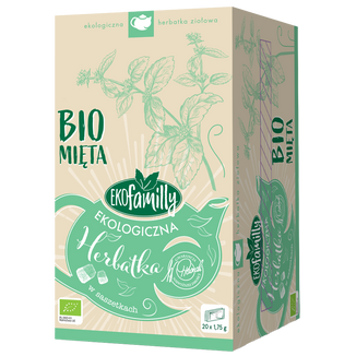 EkoFamily Bio Mięta, ekologiczna herbatka ziołowa, 1,75 g x 20 saszetek - zdjęcie produktu