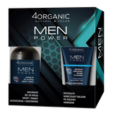 Zestaw 4Organic Men Power, żel do mycia brody i twarzy, 200 ml + nawilżający balsam po goleniu, Sensitive, 150 ml USZKODZONE OPAKOWANIE - miniaturka zdjęcia produktu