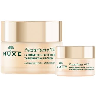 Zestaw Nuxe Nuxuriance Gold, Ultraodżywczy olejkowy krem do twarzy, 50 ml + rozświetlający balsam pod oczy, skóra sucha, 15 ml - zdjęcie produktu