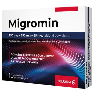 Migromin 250 mg + 250 mg + 65 mg, 10 tabletek - zdjęcie produktu