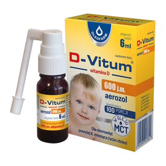 D-Vitum 600 j.m., witamina D dla niemowląt powyżej 6 miesiąca, aerozol, 6 ml USZKODZONE OPAKOWANIE - zdjęcie produktu