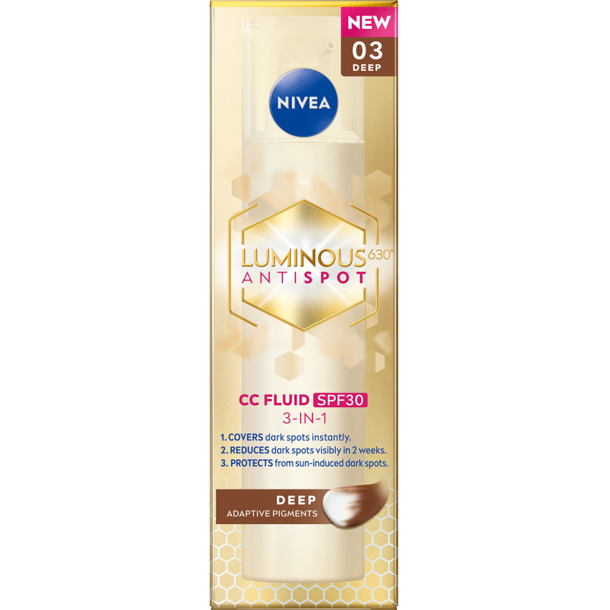 Nivea Nivea Luminous Anti Spot, CC-Creme gegen Pigmentflecken 3w1, Deep, SPF 30, 40 ml — Inhaltsstoffe und Bewertung