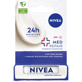 Nivea Med Repair, pielęgnująca pomadka do ust, SPF 15, 4,8 g USZKODZONE OPAKOWANIE - zdjęcie produktu