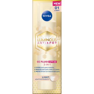 Nivea Luminous Anti Spot, krem CC przeciw przebarwieniom 3w1, Light, SPF 30, 40 ml - zdjęcie produktu