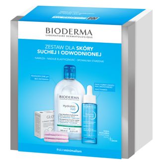 Zestaw Bioderma Hydrabio, Hyalu+, serum, 30 ml + H2O, płyn micelarny, 500 ml + glov, płatki kosmetyczne, 3 sztuki KRÓTKA DATA - zdjęcie produktu