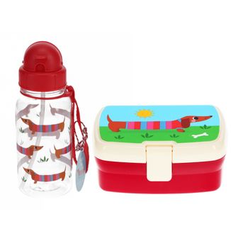 Zestaw Rex London, śniadaniowy lunchbox + bidon, jamniki - zdjęcie produktu