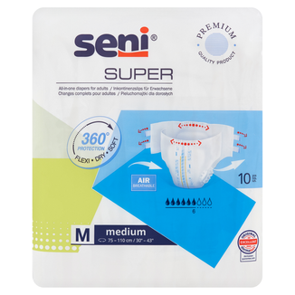 Seni Super, pieluchomajtki, Medium, 75-110 cm, 10 sztuk  - zdjęcie produktu