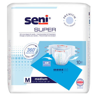 Seni Super, pieluchomajtki, Medium, 75-110 cm, 10 sztuk  - zdjęcie produktu