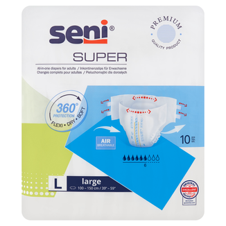 Seni Super, pieluchomajtki, Large, 100-150 cm, 10 sztuk  - zdjęcie produktu