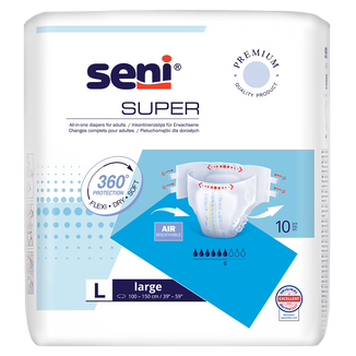 Seni Super, pieluchomajtki, Large, 100-150 cm, 10 sztuk  - zdjęcie produktu