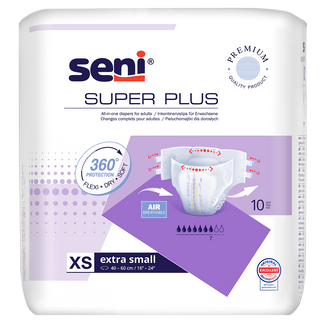 Seni Super Plus, pieluchomajtki, Extra Small, 40-60 cm, 10 sztuk - zdjęcie produktu