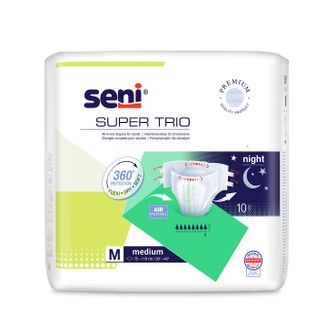 Seni Super Trio, pieluchomajtki, Medium, 75-110 cm, 10 sztuk  - zdjęcie produktu