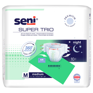 Seni Super Trio, pieluchomajtki, Medium, 75-110 cm, 10 sztuk  - zdjęcie produktu