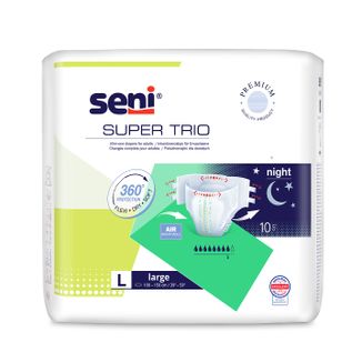 Seni Super Trio, pieluchomajtki, Large, 100-150 cm, 10 sztuk - zdjęcie produktu