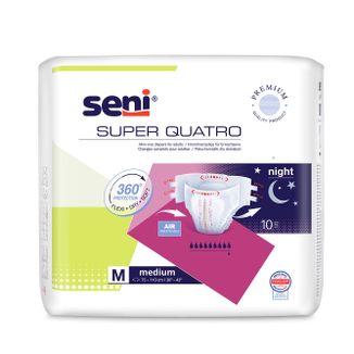 Seni Super Quatro, pieluchomajtki, Medium, 75-110 cm, 10 sztuk  - zdjęcie produktu