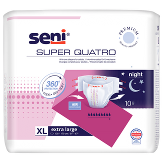 Seni Super Quatro, pieluchomajtki, Extra Large, 130-170 cm, 10 sztuk - zdjęcie produktu