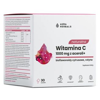 Aura Herbals Naturalna witamina C 1000 mg z aceroli, 30 saszetek - zdjęcie produktu