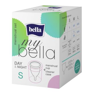 My Bella, kubeczek menstruacyjny Day & Night, transparentny, rozmiar S + pojemnik do dezynfekcji My Bella, kubeczek menstruacyjny Day & Night, transparentny, rozmiar S + pojemnik do dezynfekcji - zdjęcie produktu