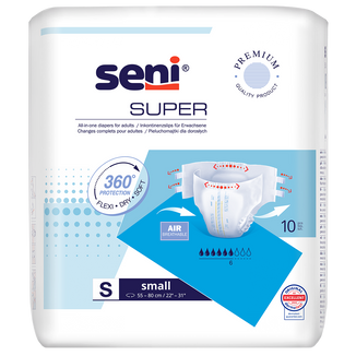 Seni Super, pieluchomajtki, Small, 55-80 cm, 10 sztuk  - zdjęcie produktu