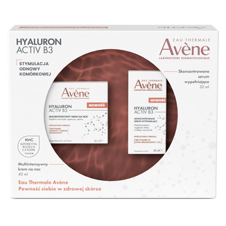 Zestaw Avene Hyaluron Activ B3 Skoncentrowana pielęgnacja nocna, multiintensywny krem na noc 40 ml + skoncentrowane serum wypełniające, 30 ml - zdjęcie produktu