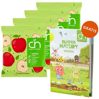 Zestaw Crispy Natural Chrup Jabłko, suszone chipsy z jabłka, 4 x 18 g + kolorowanka Blisko Natury gratis - zdjęcie produktu