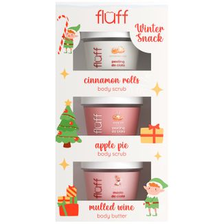 Zestaw Fluff Winter Snack, peeling Cinnamon Rolls, 100 ml+ peeling Apple Pie, 100 ml+ masło Mulled Wine, 100 ml - zdjęcie produktu