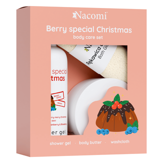 Zestaw Nacomi Berry Special Christmas, żel pod prysznic,  300 ml + masło do ciała, 100 ml + rękawica do kąpieli - zdjęcie produktu