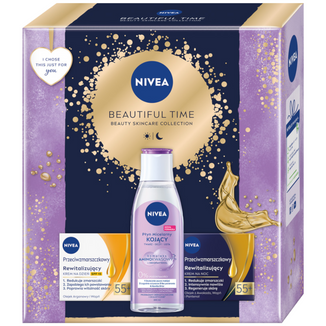 Zestaw Nivea Beautiful Time 55+, krem na dzień, 50 ml + płyn micelarny, 200 ml + krem na noc, 50 ml USZKODZONE OPAKOWANIE - zdjęcie produktu