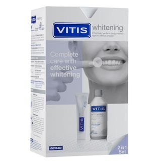Zestaw Vitis Whitening, płyn do płukania jamy ustnej, 500 ml + pasta do zębów, 100 ml USZKODZONE OPAKOWANIE - zdjęcie produktu