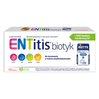 ENTitis Biotyk, od 3 lat, smak truskawkowy, 10 tabletek do ssania USZKODZONE OPAKOWANIE - zdjęcie produktu